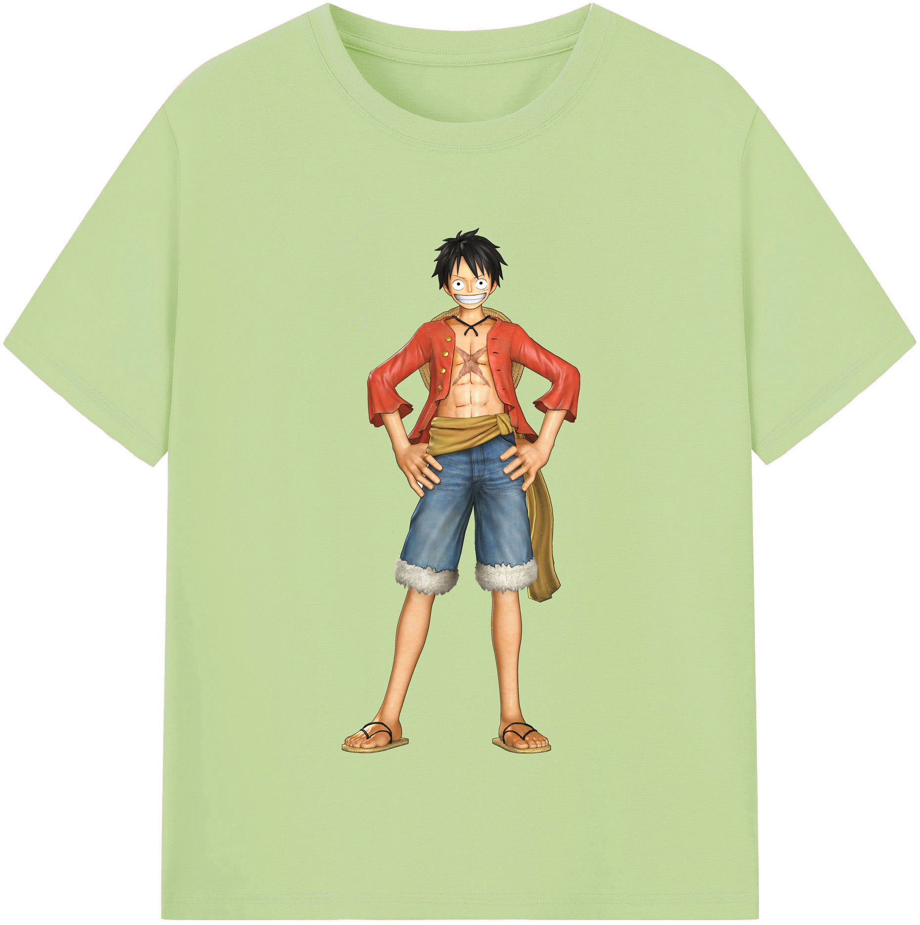 ワンピース モンキー・D・ルフィ ONE PIECE Monkey D. Luffy 綿100％半袖Tシャツ（フロントプリント）